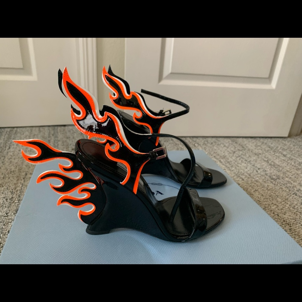 BNWT BNIB PRADA FLAME FIRE WEDGE SHOES